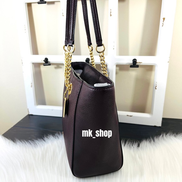 COACH Turnlock Chain Tote Bag Oxblood - Picture 6 of 13